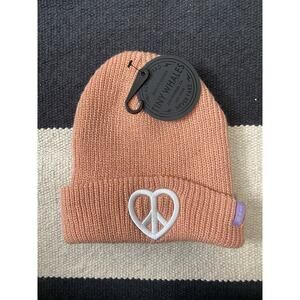 NWT Tiny Whales Peace And Love Heart Beanie Dusty Rose Pink Knit Todder 2-6